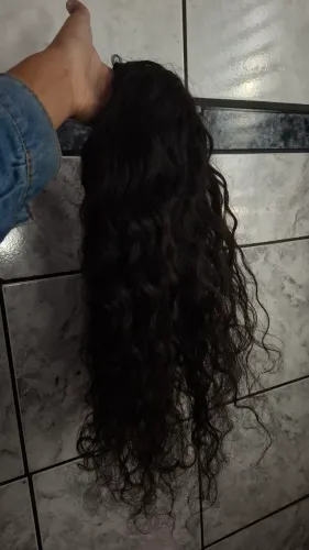 Cabelo humano ondulado/cacheado castanho-escuro 250g