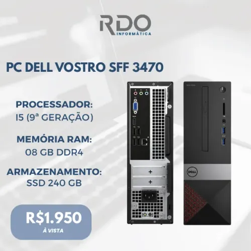 PC Dell Vostro 3470 i5 9Gen SSD 240GB 8GB RAM Administrativo