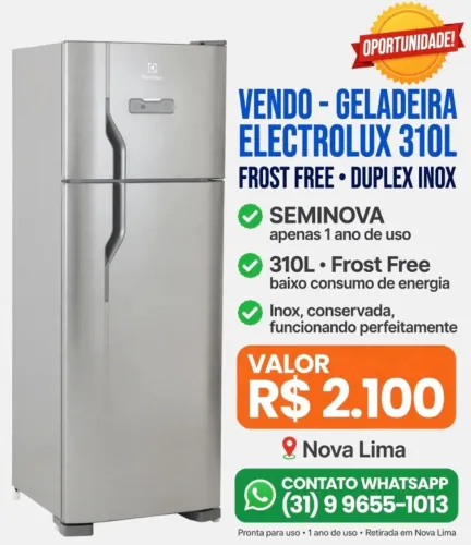 GELADEIRA ELECTROLUX 310L FROST FREE DUPLEX INOX
