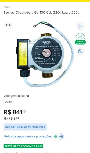 Bomba circuladora de água quente ou fria.