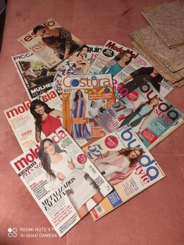 13 revistas de moda e costura, 1 livro de moda e 11 guia de costura