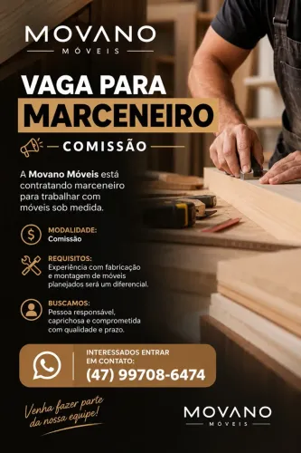 Vaga para marceneiro comissão