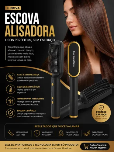 Escova alisadora portátil - PAGAMENTO SÓ NA ENTREGA