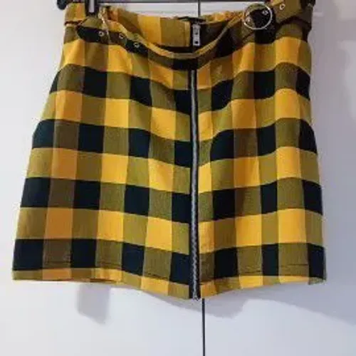Saia xadrez amarela e preto charme Tam 42