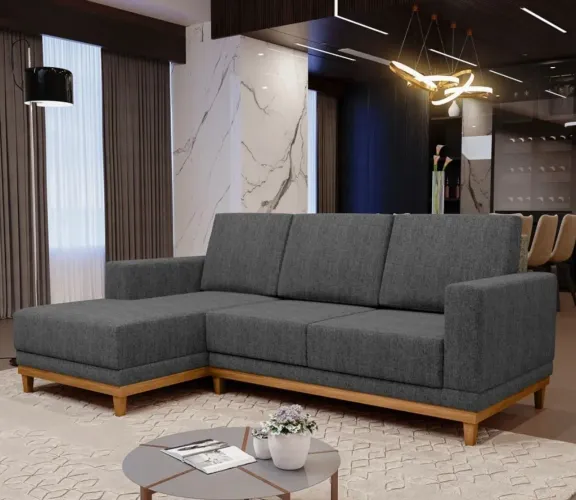 Sofá Chaise De 3 lugares No linho