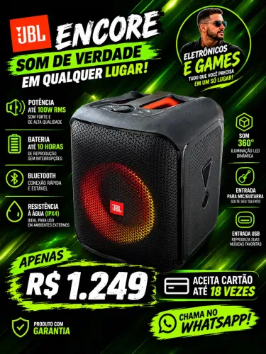 JBL ENCORE- semi nova, sem defeitos, potente aceito cartão chama no Whats