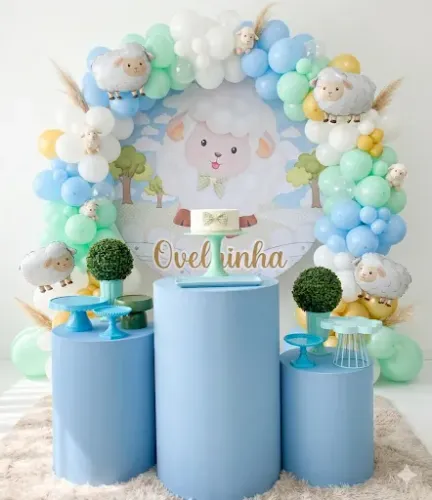 Kit Pegue e Monte Ovelhinha - Decoração de Festa Completa Chá de Bebê e Aniversário