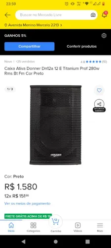 Caixa ativa DN12 potência 280w Rms