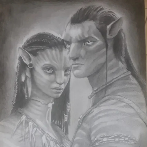 Desenho Realista Avatar, arte feita em folha cartão 180g com lápis Grafite profissional 