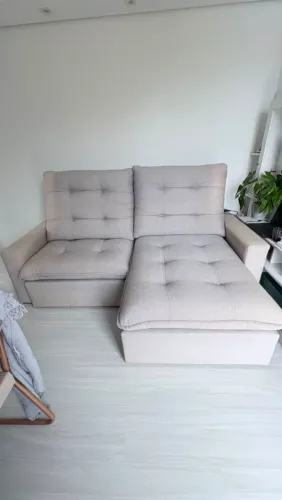 Sofa retrátil e reclinável em linho 2.10x1.77 (Usado)