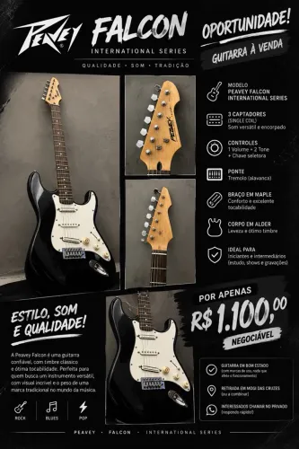 Guitarra Elétrica Peavey Falcon Preta e Branca - R$ 1.100 Negociável ?