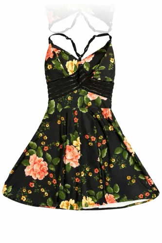 Vestido Floral Preto com detalhes 