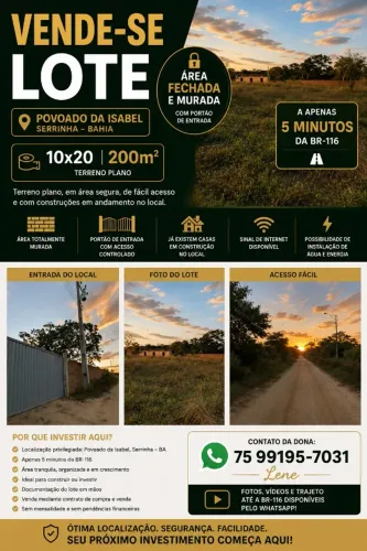 Terreno 10x20 no Povoado da Isabel - Serrinha/BA