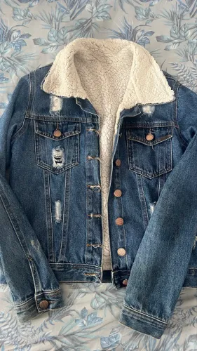 Jaqueta jeans peluciada