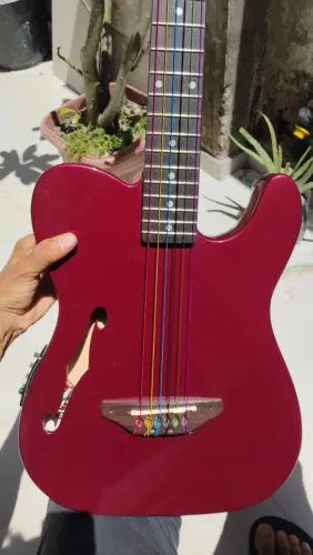 Violão telecaster elétrico semi acústico nylon