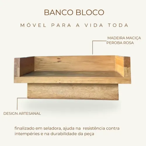 Banco Em Madeira Maciça peroba rosa 1,80x0,65x0,70m