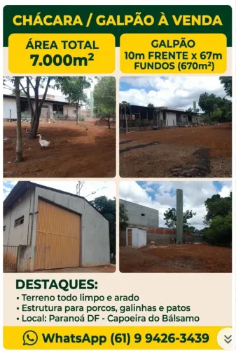 Vendo terreno de 7 mil mts m2 a 5 minutos do centro do paranoa 
