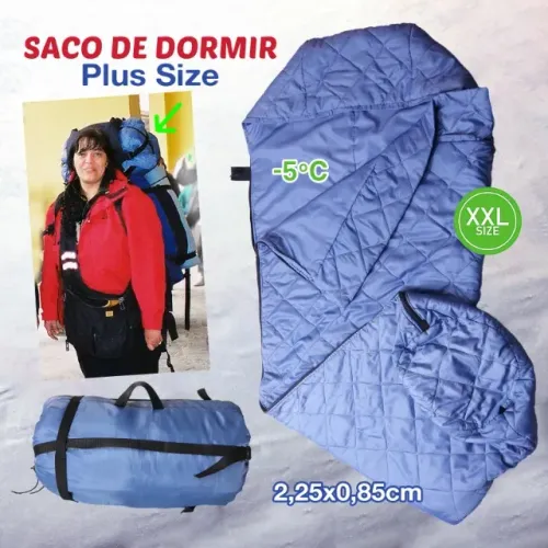 saco de dormir estilo sarcófago, azul xgg plus size -5°c
