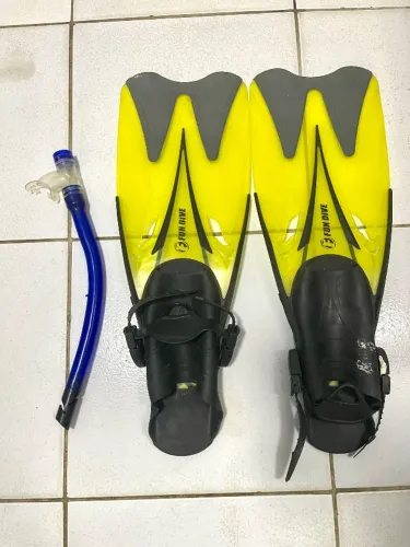 Nadadeiras-pés De Pato Fun Dive + respirador snorkel - PROFISSIONAL SEMINOVO