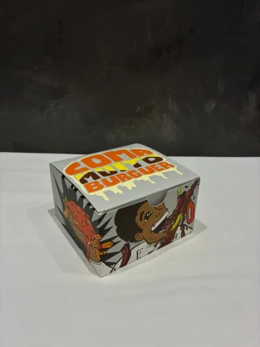 Caixa Hamburguer Gourmet C/ Laminação Fosca Montagem Click 200un