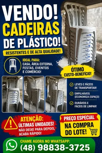 Vendo cadeiras de plástico 