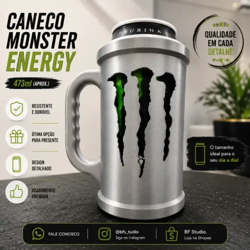Caneco Energy 473ml Personalizável com Nome Porta Latinha