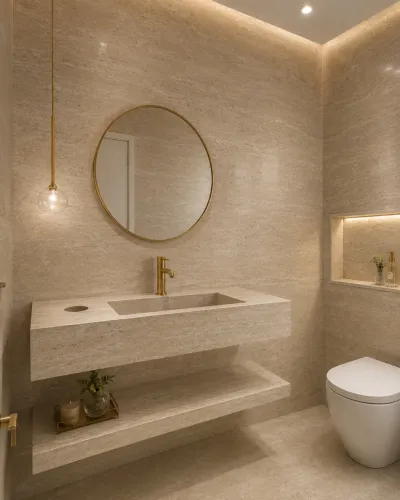 Pia de Banheiro em Porcelanato Premium | Moderna e Sofisticada