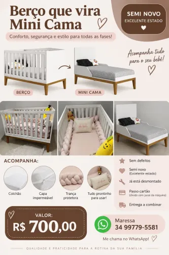 BERÇO QUE VIRA MINI CAMA