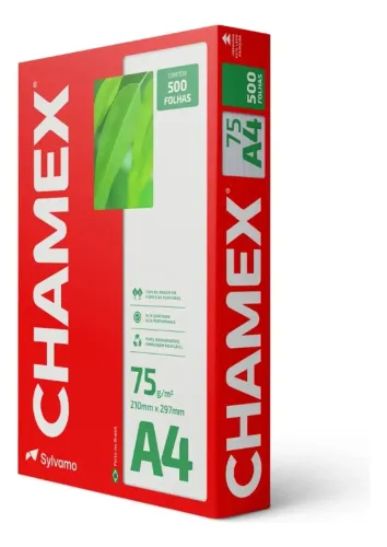 PAPEL SULFITE A4 75G RESMA C/ 500 FOLHAS - CHAMEX