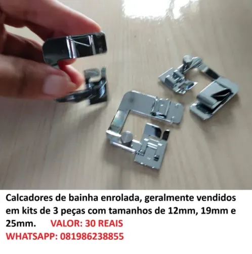 Calcadores de bainha: kits de 3 peças 0NÃO FAÇO ENTREGA)