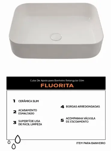 Cuba de Apoio Slim Quadrada para Banheiro Louça Cerâmica 31,5x31cm Crisoprásio