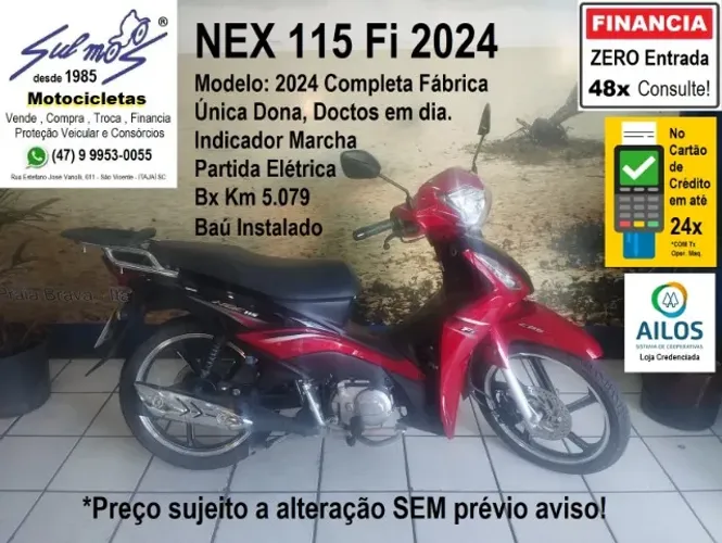 Suzuki Haojue NEX 115 Fi 2024 # Única Dona, Km 5.079 # Financia até 48x. Consulte!