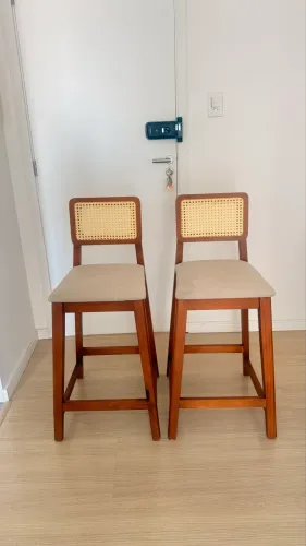 Banqueta Madeira Maciça Encosto Telinha