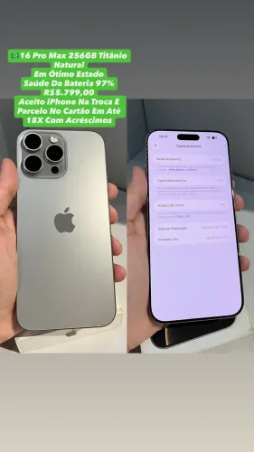 iPhone 16 Pro Max 256GB - Saúde Da Bateria 97% (Usado)