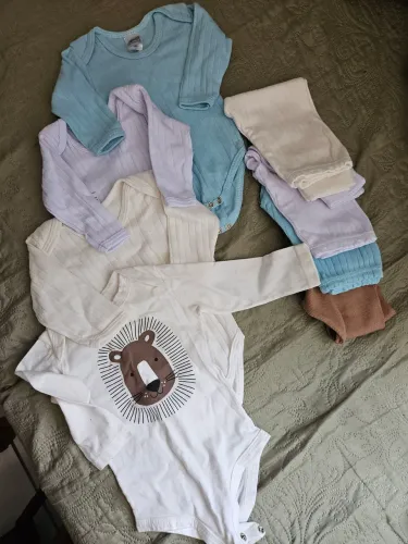 Conjunto 4 body's e 4 calças para bebê Tam RN