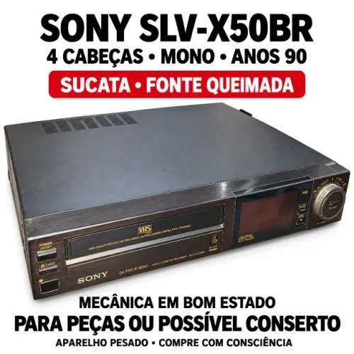 VIDEO CASSETE SONY SLV-X50BR ? SUCATA PARA PEÇAS OU POSSÍVEL CONSERTO