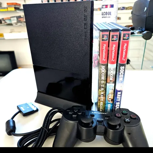 Ps2 slim + lote de jogos ps2