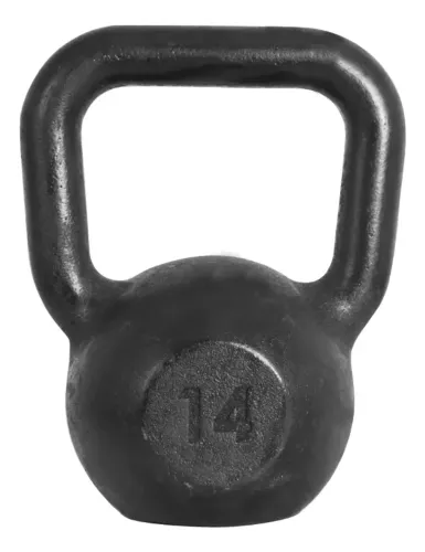 Kettlebell Pintado De Ferro Fundido 14kg Para Treino Funcional Peso Academia Cor Preto