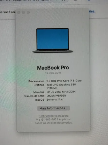 Macbook Pro 2019 i7 32gb Tela 16"