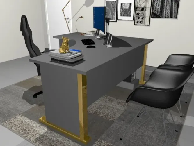 Mesa Executiva Delluxe Gold. Cx Com 4 Tomadas: L200cm x P160cm x A74cm