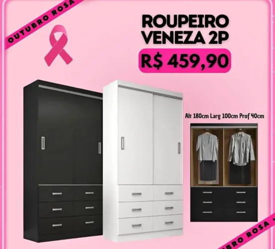 459,99 PROMOÇÃO- guarda roupa de solteiro Veneza - porta de correr - direto de fábrica