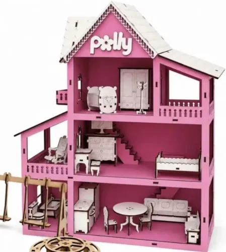 Casa da Polly MDF semi nova já montada acompanha miniaturas de móveis 