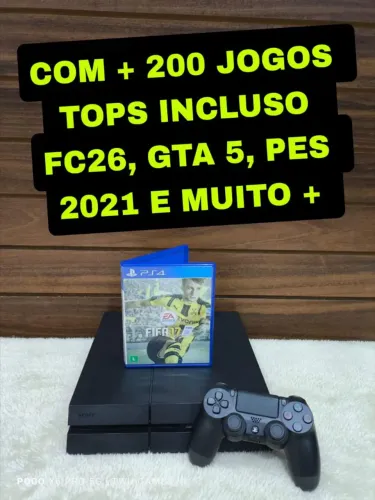 PS4 FAT 500gb padrão acompanha 1 JOGO DVD +200 jogos no aparelho