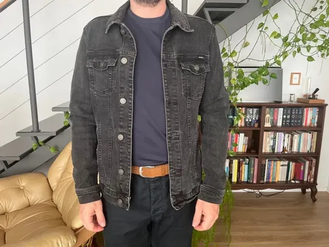 Jaqueta Jeans Masculina Preta Pull&Bear Stretch Linda P