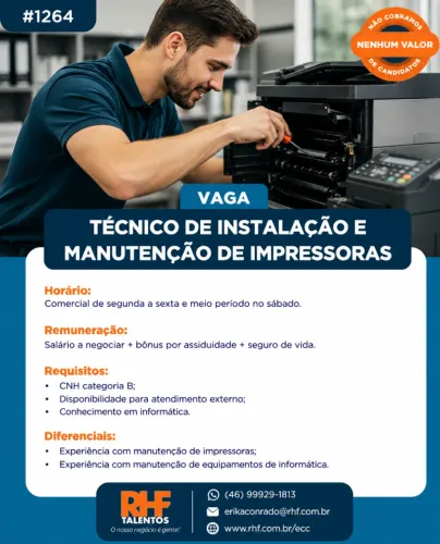 TÉCNICO DE INSTALAÇÃO E MANUTENÇÃO (IMPRESSORAS) FRANCISCO BELTRÃO