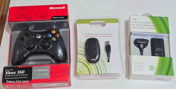 Controle ORIGINAL XBOX 360 + Receptor Wireless + Play&Charge Kit