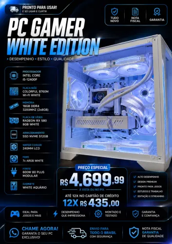 Pc Gamer Full White NOVO com Garantia