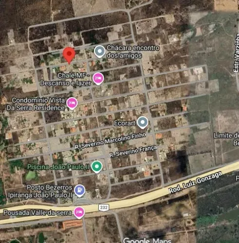 Terreno Loteamento João Paulo II Bezerros 450m², próximo a BR 232, e entrada Serra Negra