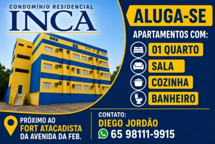 Aptº: 01 quarto, sala, cozinha e banheiro.