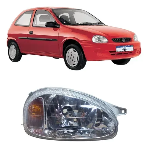 Farol Corsa 2000 A 2010 Lente Lisa Carcaça Cinza Direito Direito/passageiro